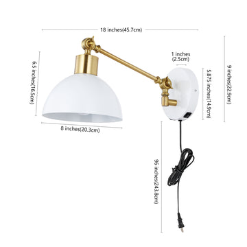Lisa 18" Swing Arm Modern Midcentury Iron USB Charging Port LED Sconce - JONATHAN Y
